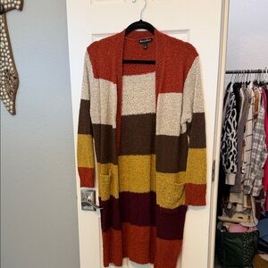 Colorful Striped Open Front Cardigan